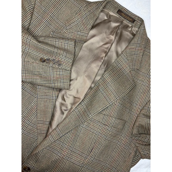 Ralph Ralph Lauren Men's Blazer Brown Plaid Size 44T Silk & Wool Blend‎ Vintage - Picture 1 of 8